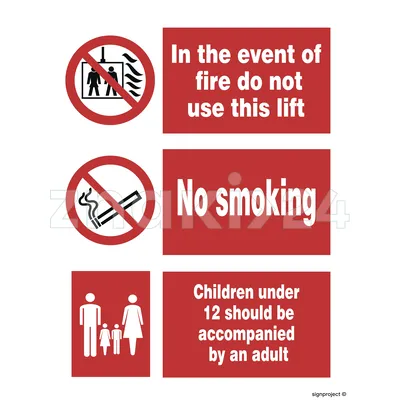 In the event of fire / No smoking / Children under 12 - Znak morski - FA097