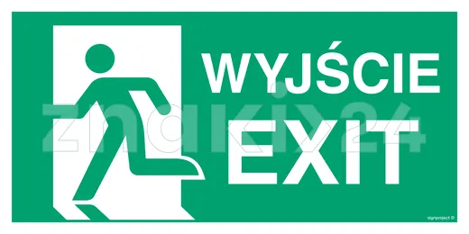 Wyjście - EXIT lewostronne - Znak ewakuacyjny - AC076