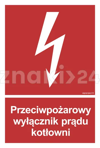 Przeciwpożarowy wyłącznik prądu kotłowni - Znak przeciwpożarowy - BB024