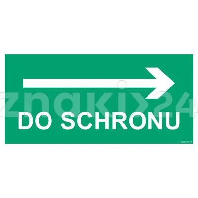 Do schronu w prawo - Znak ewakuacyjny - AC082