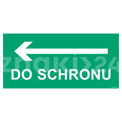 Do schronu w lewo - Znak ewakuacyjny - AC081