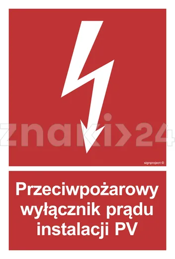 Przeciwpożarowy wyłącznik prądu instalacji PV - Znak przeciwpożarowy - BC145