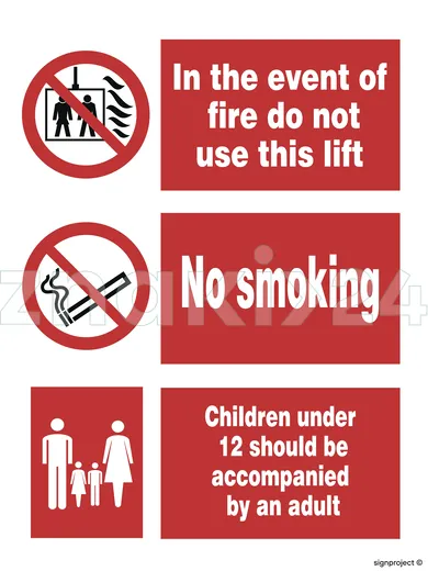 In the event of fire / No smoking / Children under 12 - Znak morski - FA097