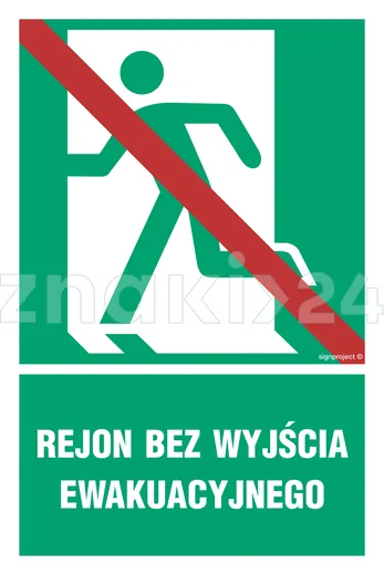 Rejon bez wyjścia ewakuacyjnego lewostronny - Znak ewakuacyjny - AC054