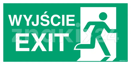 Wyjście - EXIT prawostronne - Znak ewakuacyjny - AC075