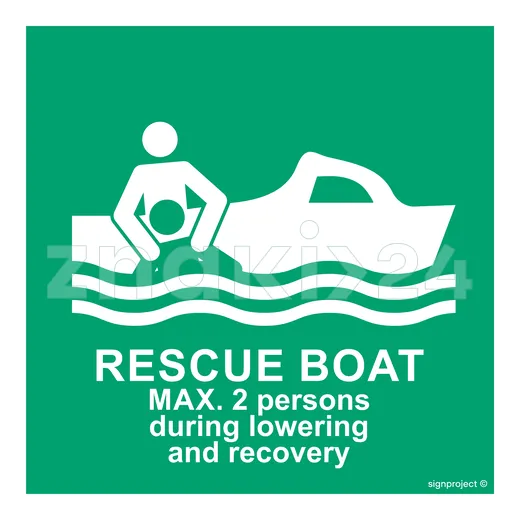 Rescue boat max 2 persons during lowering and recovery - Znak morski - FB004