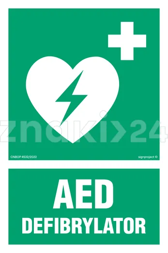 AED Defibrylator - Znak ewakuacyjny - AC086