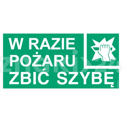 W razie pożaru zbić szybę - Znak ewakuacyjny - AC040