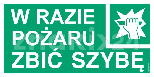 W razie pożaru zbić szybę - Znak ewakuacyjny - AC040