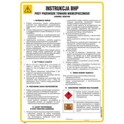 Instrukcja BHP przy przewozie towaru niebezpiecznego (ładunek-benzyna) - IAE20 - Instrukcja BHP do wydruku