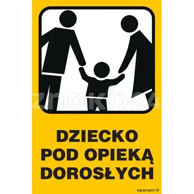 Dziecko pod opieką dorosłych - Znak ostrzegawczy. Znak informacyjny - NC085