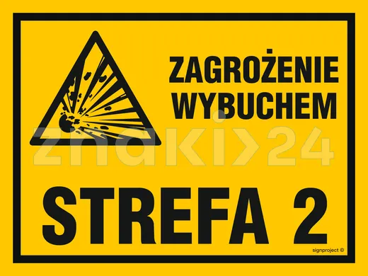 Zagrożenie wybuchem strefa 2 - Znak ostrzegawczy. Znak informacyjny - NB041