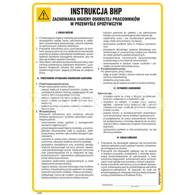 Instrukcja BHP zachowania higieny osobistej pracowników w przemyśle spożywczym - IAG20 - Instrukcja BHP do wydruku