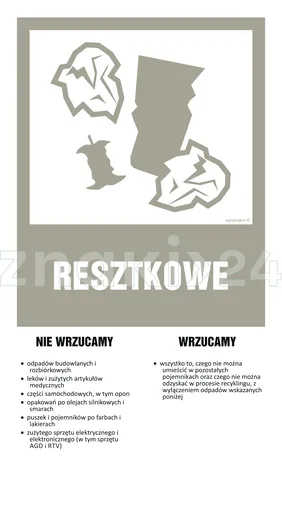 Instrukcja segregacji odpadów - RESZTKOWE - Segregacja śmieci - OD203