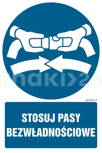 Stosuj pasy bezwładnościowe - Znak BHP - GL041