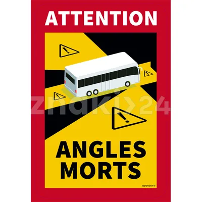 ANGLES MORTS - martwe pole BUS - Znak ostrzegawczy ADR - MC006