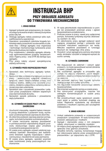 Instrukcja BHP przy tynkowaniu mechanicznym i obsłudze agregatu tynkarskiego - IAF01 - Instrukcja BHP do wydruku