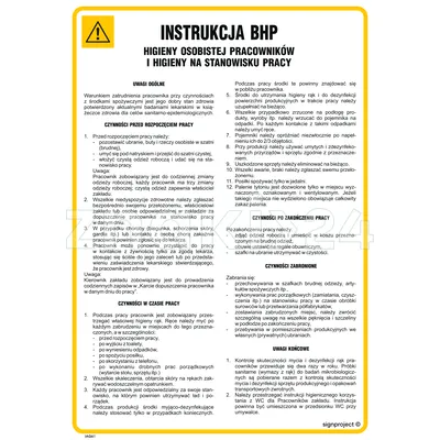 Instrukcja BHP higieny osobistej pracowników i higieny na stanowisku pracy - IAG61 - Instrukcja BHP do wydruku