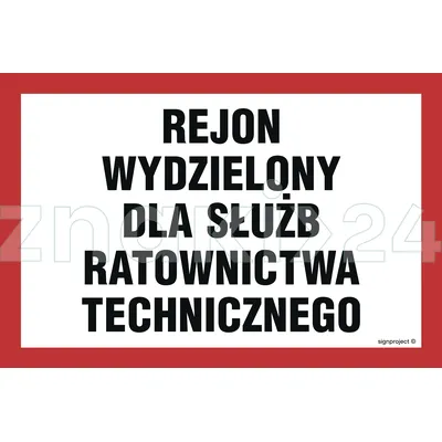 Rejon wydzielony dla służb ratownictwa technicznego - Znak ostrzegawczy. Znak informacyjny - NC034