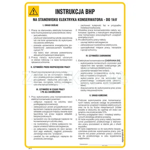 Instrukcja BHP na stanowisku elektryka konserwatora do 1kV - IAF13 - Instrukcja BHP do wydruku