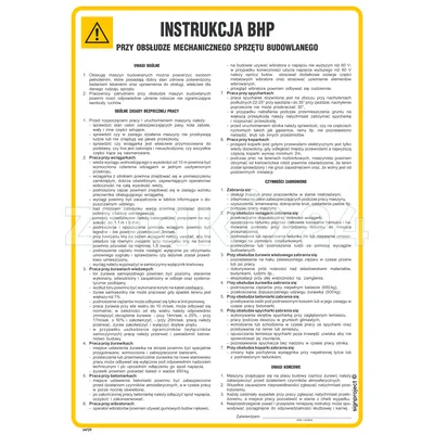 Instrukcja BHP przy obsłudze mechanicznego sprzętu budowlanego - IAF29 - Instrukcja BHP do wydruku