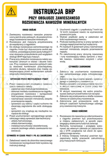 Instrukcja BHP przy obsłudze zawieszanego rozsiewacza nawozów mineralnych - IAI05 - Instrukcja BHP do wydruku