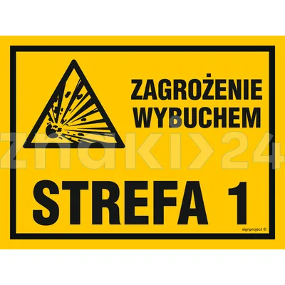 Zagrożenie wybuchem strefa 1 - Znak ostrzegawczy. Znak informacyjny - NB042