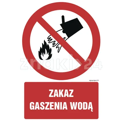 Zakaz gaszenia wodą - Znak BHP - GC090