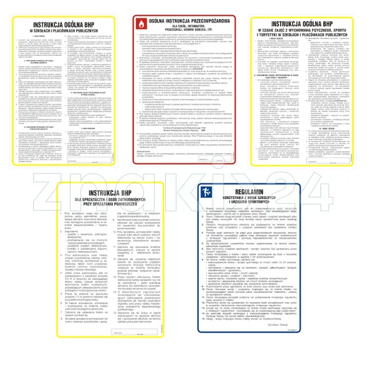 Zestaw instrukcji BHP PPOŻ dla szkół A4