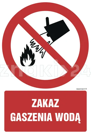 Zakaz gaszenia wodą - Znak BHP - GC090