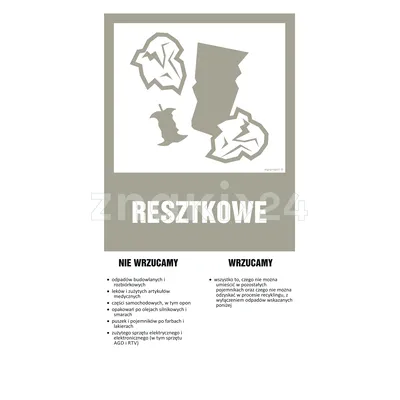 Instrukcja segregacji odpadów - RESZTKOWE - Segregacja śmieci - OD203