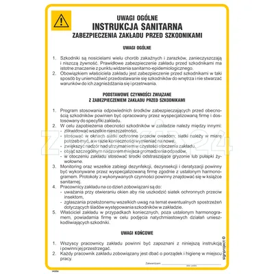 Instrukcja BHP zabezpieczenia zakładu przed szkodnikami - IAG56 - Instrukcja BHP do wydruku