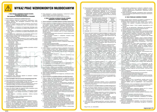 Wykaz prac zabronionych młodocianym - IAH01 - Instrukcja BHP do wydruku