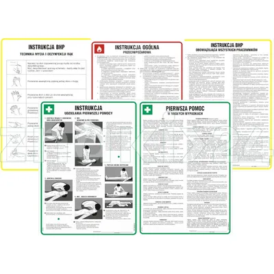 Zestaw Instrukcji BHP PPOŻ Pierwsza pomoc A4