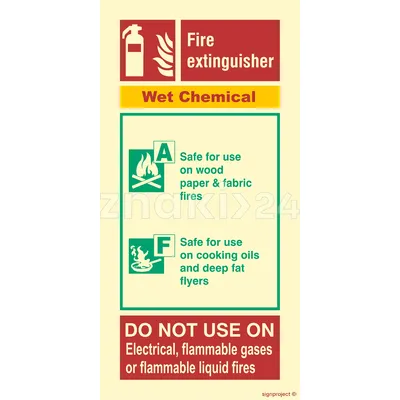 Fire extinguisher Wet chemical - Znak morski - FE157