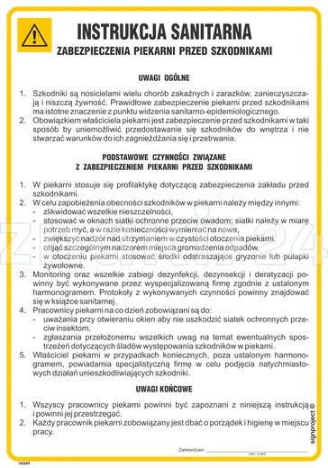 Instrukcja sanitarna zabezpieczenia piekarni przed szkodnikami - IAG49 - Instrukcja BHP do wydruku