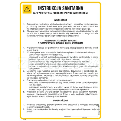 Instrukcja sanitarna zabezpieczenia piekarni przed szkodnikami - IAG49 - Instrukcja BHP do wydruku