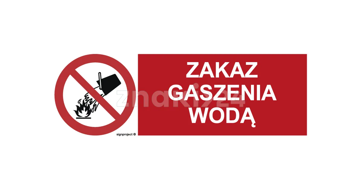 Zakaz gaszenia wodą - Znak BHP - GC089