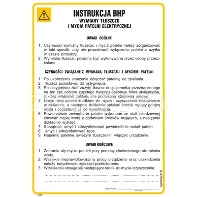 Instrukcja BHP wymiany tłuszczu i mycia patelni elektrycznej - IAG58 - Instrukcja BHP do wydruku
