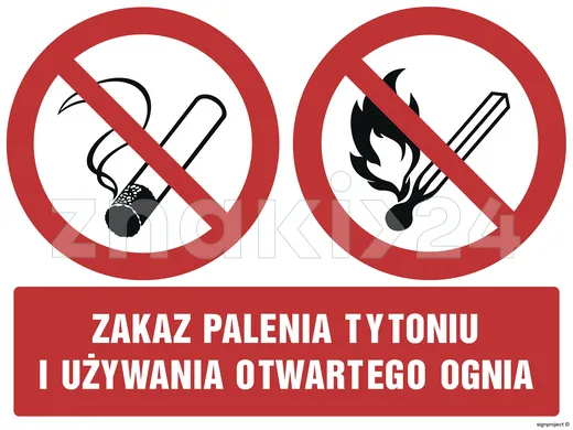 Zakaz palenia tytoniu i używania otwartego ognia - Znak BHP - GM033