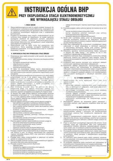 Instrukcja ogólna BHP przy eksploatacji stacji energetycznej - IAF15 - Instrukcja BHP do wydruku