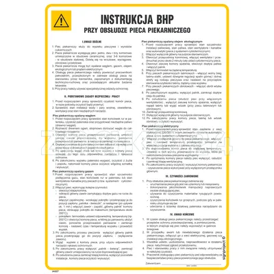 Instrukcja BHP przy obsłudze pieca piekarniczego - IAG27 - Instrukcja BHP do wydruku