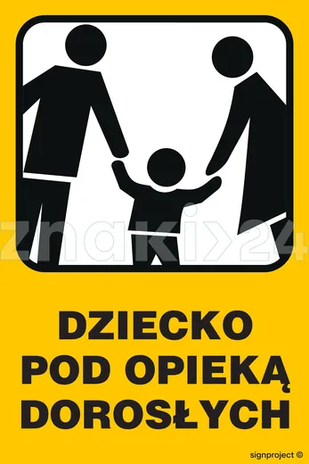 Dziecko pod opieką dorosłych - Znak ostrzegawczy. Znak informacyjny - NC085