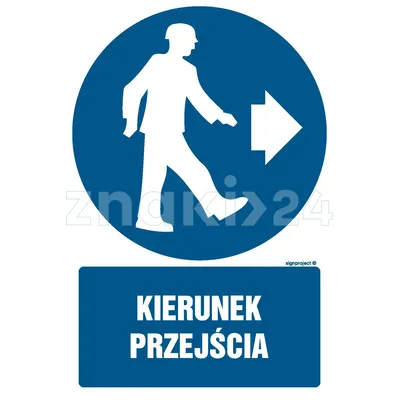 Kierunek przejścia w prawo - Znak BHP - GL057