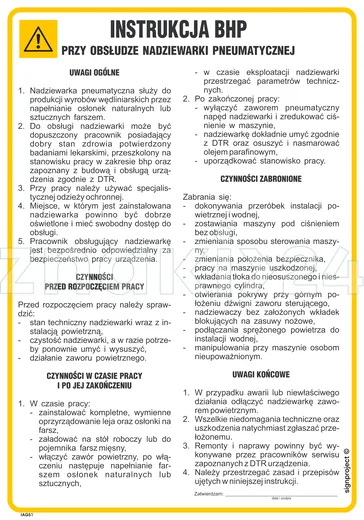 Instrukcja BHP przy obsłudze nadziewarki pneumatycznej - IAG51 - Instrukcja BHP do wydruku