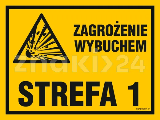 Zagrożenie wybuchem strefa 1 - Znak ostrzegawczy. Znak informacyjny - NB042