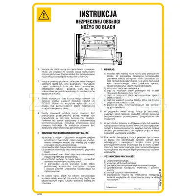 Instrukcja bezpiecznej obsługi nożyc mechanicznych do blach - IAC02 - Instrukcja BHP do wydruku