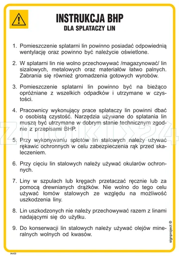 Instrukcja BHP dla splataczy lin - IAA32 - Instrukcja BHP do wydruku