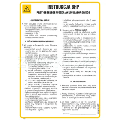 Instrukcja BHP przy obsłudze wózka akumulatorowego - IAE04 - Instrukcja BHP do wydruku