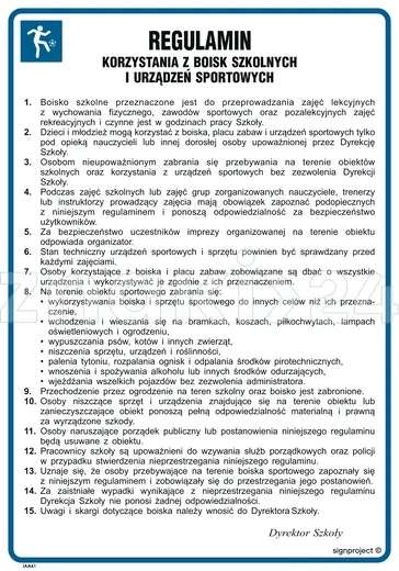 Instrukcja regulamin korzystania z boisk szkolnych i urządzeń sportowych - IAA42 - Instrukcja BHP do wydruku